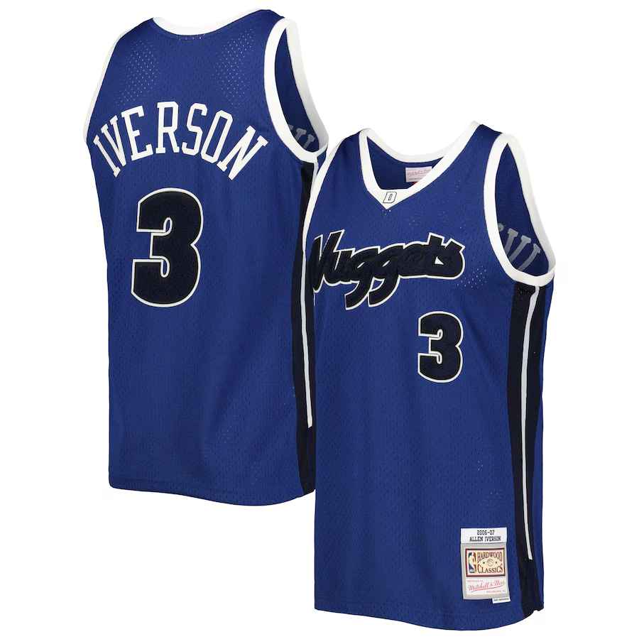 Men's Denver Nuggets #3 Mitchell & Ness Blue Hardwood Classics Off-Court Swingman Jersey Men's Denver Nuggets #3 Mitchell & Ness Blue Hardwood Classics Off-Court Swingman Jersey